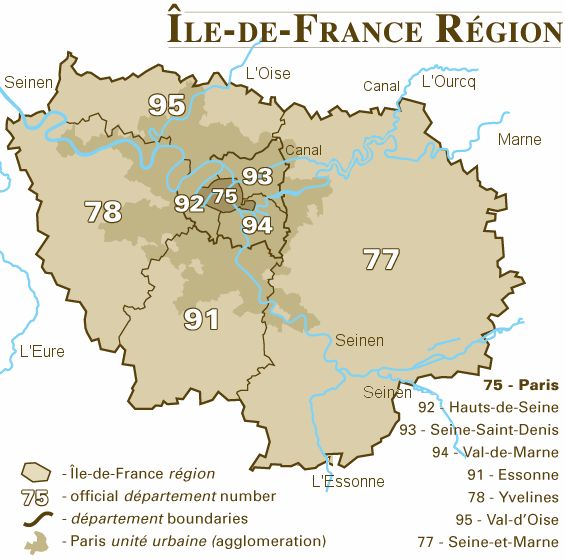 Kort over Le le-de-France Rgion