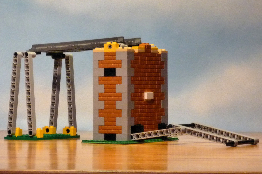 Lego® bropille til selvbrende bro.