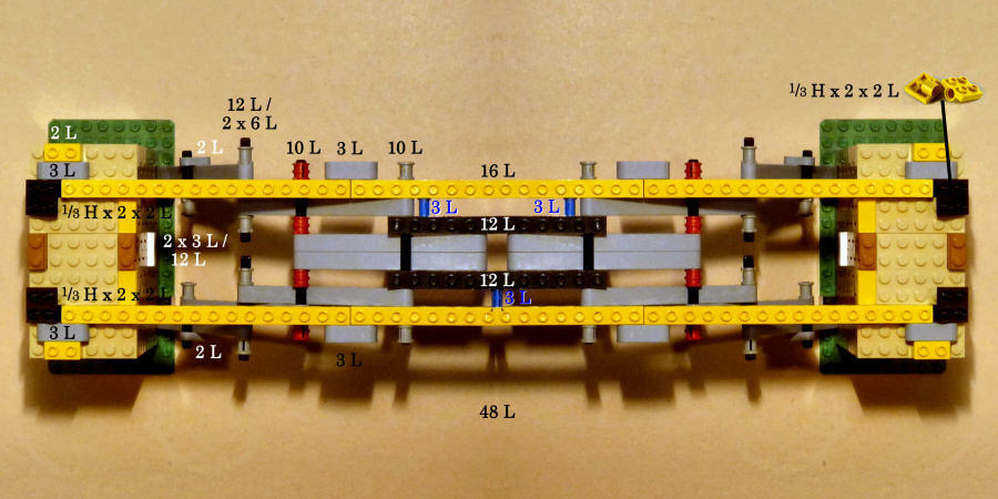 Selvbrende Lego® bro - Leonardo da Vinci - Set oppefra.