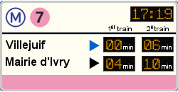 Metrodestinationsskilt på metrolinie 7