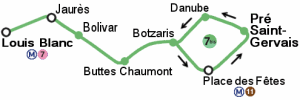 Liniekort for metrolinie 7Bis